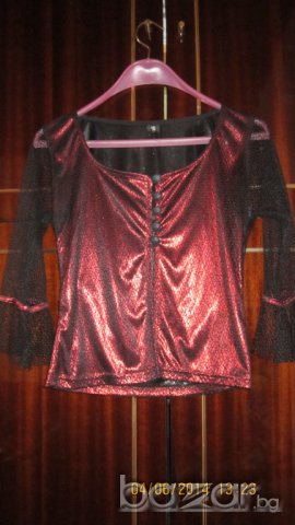 Маркова блуза с дантелени ръкави на фирма "степ", снимка 1 - Ризи - 8032636