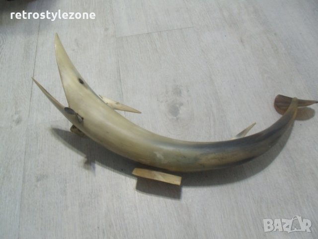 № 2545 стара голяма фигура от рог - риба  - дължина 57 см, снимка 5 - Други ценни предмети - 23747555