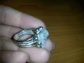 Сребърен пръстен с естествени камъчета, снимка 2