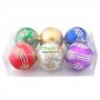 Комплект от 6 бр. цветни топки за окачване на елха, декорирани с брокат. Изработени от PVC материал., снимка 1