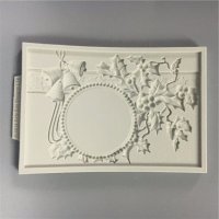 Коледна рамка картичка с кръг табела за надпис силиконов молд форма декорация и украса фондан, снимка 5 - Форми - 18675150