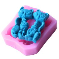 силиконов молд форма 3D 2 сиамски котки лисици калъп украса декор торта фондан мъфини сладки и др., снимка 2 - Форми - 15168036