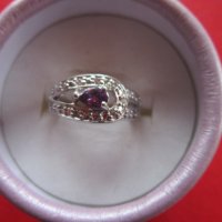 Страхотен посребрен  пръстен  с аметист, снимка 1 - Пръстени - 23705881