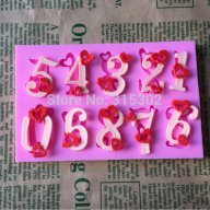 числа цифри със сърце силиконов молд форма фондан декор украса , снимка 4 - Форми - 15356247