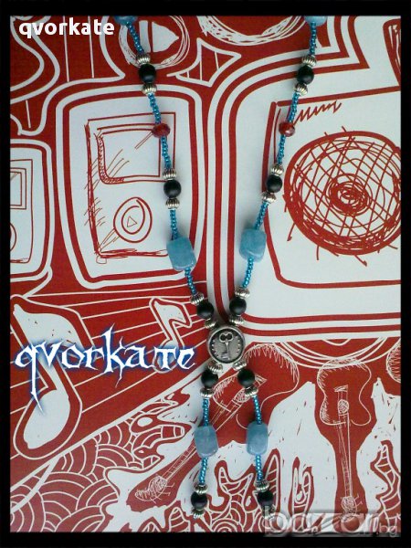  Колие от ангелит,оникс, снимка 1