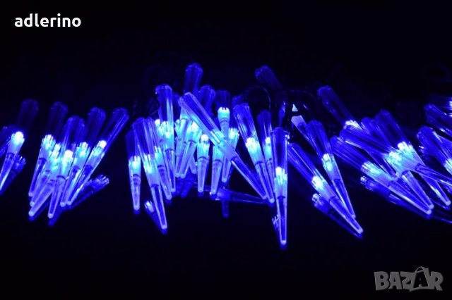 Зимна украса, ЛЕД гирлянда - Ледени висулки, коледна украса, с трафо, синя, снимка 5 - Декорация за дома - 25043417