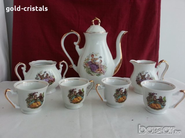  фин порцелан чаши за кафе чайник захарница латиера zajecar, снимка 2 - Антикварни и старинни предмети - 20188820