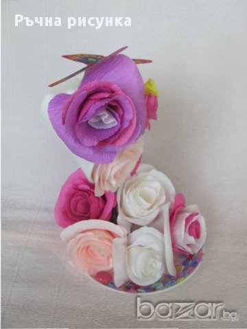 Налични -летящи чаши с цветя от хартия, снимка 2 - Декорация за дома - 18194035