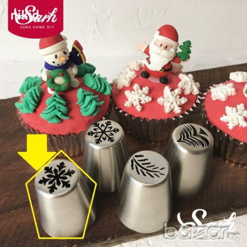 Дебела снежинка накрайник за пош шприц руска дюза за украса декор торта фондан шоколад и др.