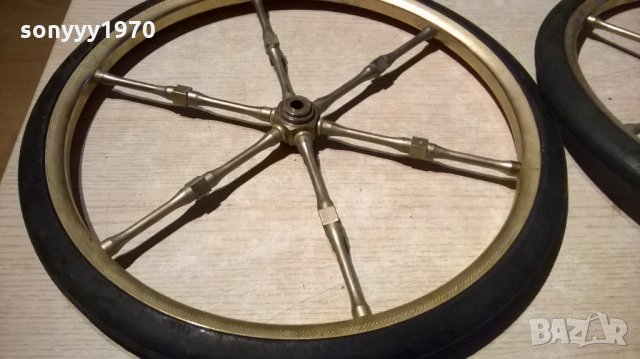антики-ретро колела-мед/месинг с плътни гуми-внос франция, снимка 7 - Антикварни и старинни предмети - 23129253