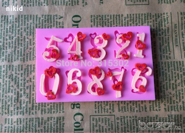 числа цифри със сърце силиконов молд форма фондан декор украса , снимка 4 - Форми - 15356247