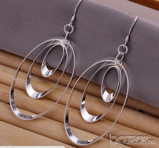 Сребърни овални обеци