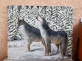 Маслена картина Вълци , снимка 3