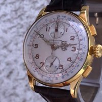 Златен мъжки ръчен часовник-хронограф от 1950г. , снимка 3 - Мъжки - 22113662