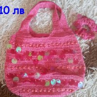 Розова чанта и ластик с пайети , снимка 1 - Чанти - 22083735