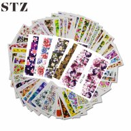 48 бр пастелни цветя татос ваденки водни стикери за нокти маникюр, снимка 1 - Продукти за маникюр - 17203280