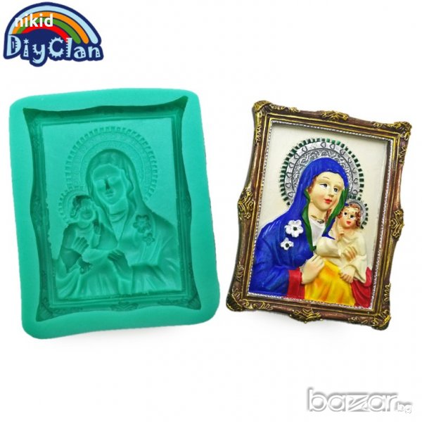 Дева Мария икона картина  силиконов молд форма за декорация торта фондан шоколад и др, снимка 1