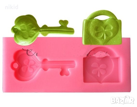 ключ и катинар детелинка силиконов молд форма декорация украса фондан торта мъфини и др, снимка 1