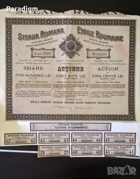 Акция за 500 леи | Steaua Romana | 1925г., снимка 1