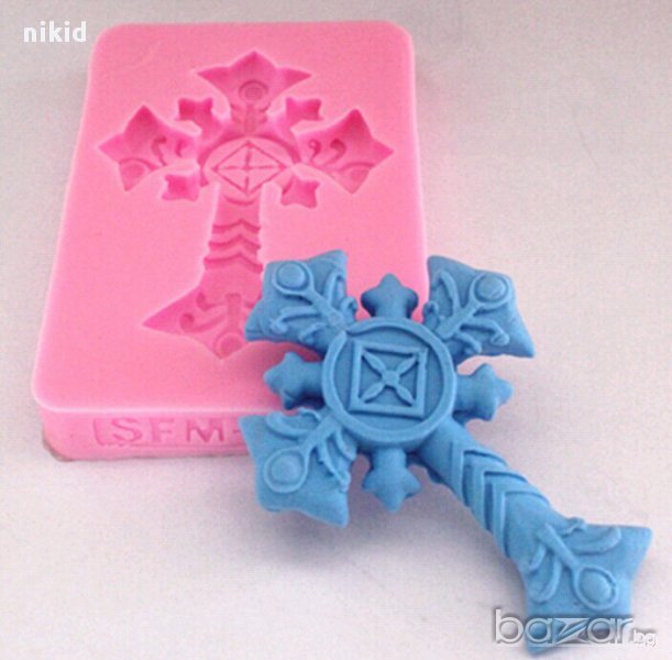силиконова форма молд ретро кръст за украса декорация торта фондан сладки и др, снимка 1