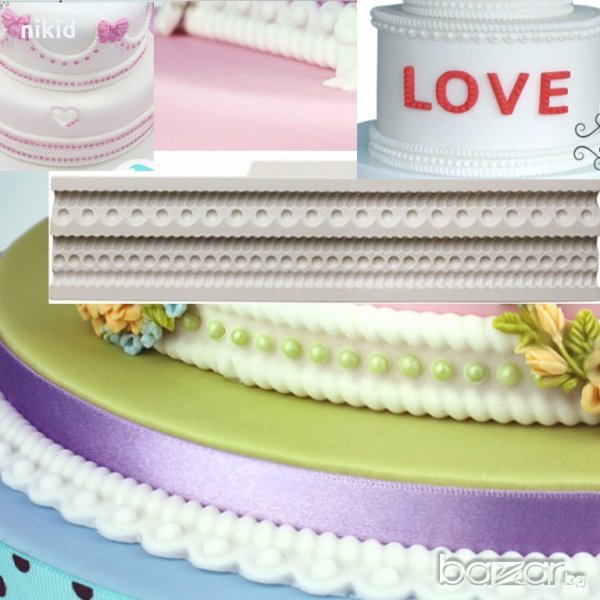 мини перлички редове в борд кант силиконов молд форма декорация торта фондан украса, снимка 1