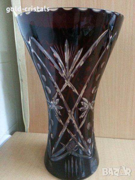 кристална ваза цветен червен кристал , снимка 1
