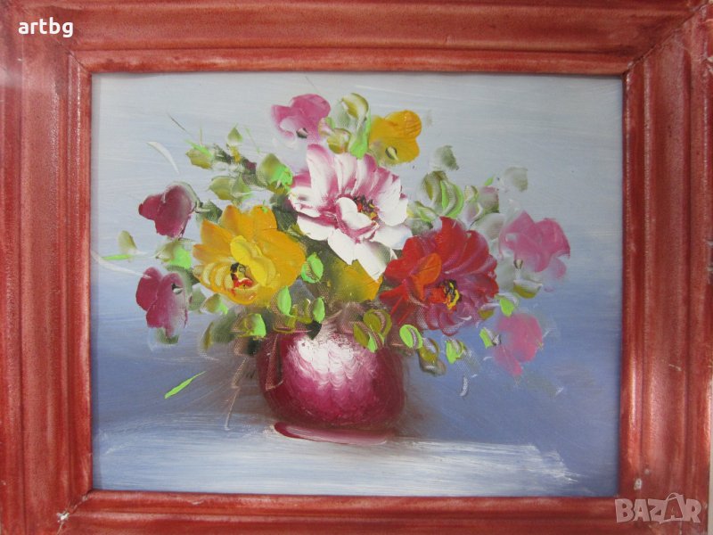Автентична картина "Ваза с цветя", снимка 1