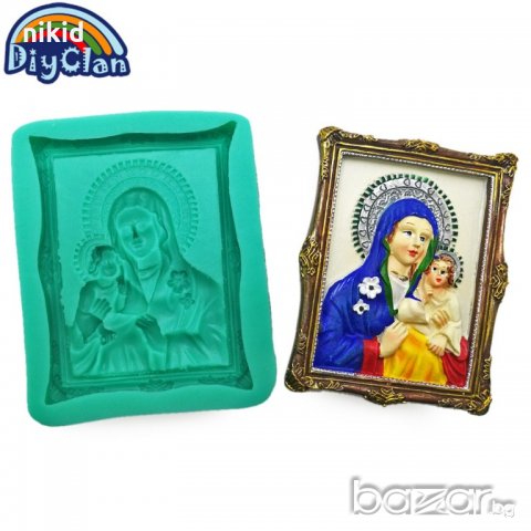 Дева Мария икона картина  силиконов молд форма за декорация торта фондан шоколад и др