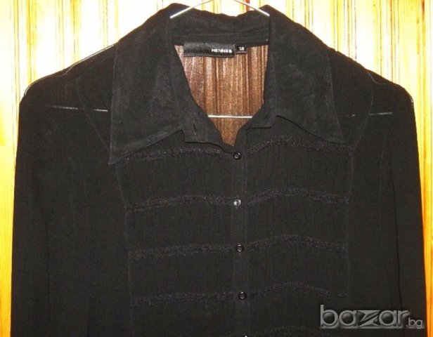 Н&M, стилна черна дамска риза, 38, S , снимка 4 - Ризи - 18480597