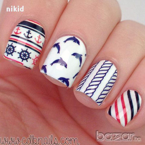 татос ваденки водни стикери за нокти морски мотиви BORN PRETTY BP-W07