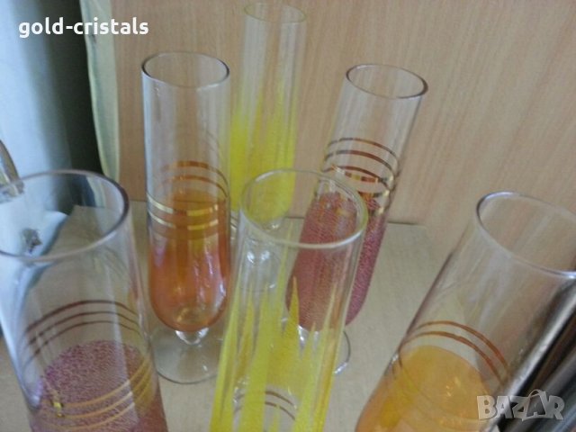 ретро стъклени цветни чаши , снимка 7 - Антикварни и старинни предмети - 25188609