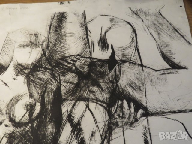 картина, еротика Красотата на  сложна композиция от преплетени голи тела - подписана - 18+ секс, снимка 6 - Антикварни и старинни предмети - 24999496