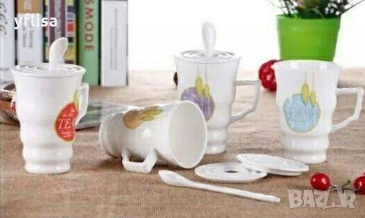 Оригинална чаша за чай с капаче и лъжичка, снимка 1 - Чаши - 20562646