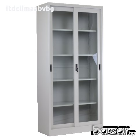 Метален шкаф за документи с плъзгащи стъклени врати 185/90/40см