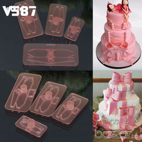   4 размера пандела пандели панделки пластмасови резци форма форми торта украса фондан