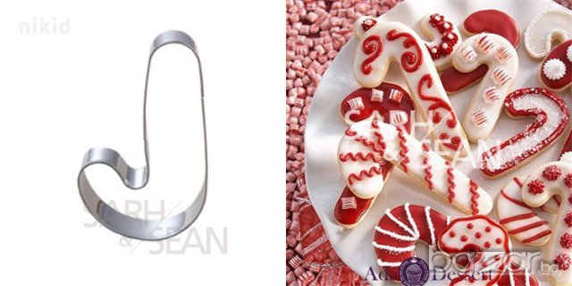 5 бр коледни снежинка елен Снежен човек дядо Коледа бастунче метални форми резци за тесто фондан, снимка 3 - Форми - 12935332