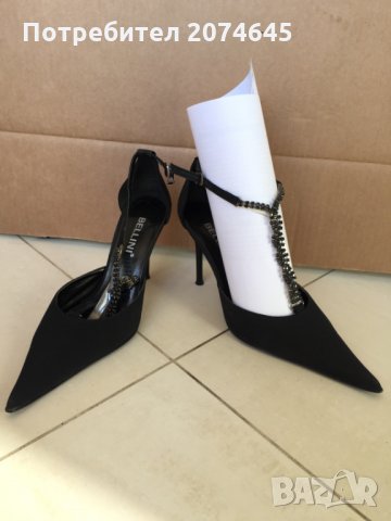 Bellini черни обувки с камъни на ток/абитуриентски/официални N38, снимка 1 - Дамски обувки на ток - 22787646