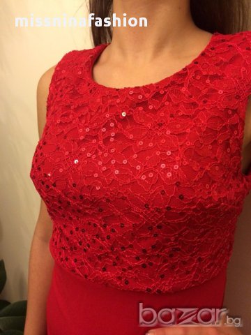 червена рокля с ефектен гръб, снимка 3 - Рокли - 13167568