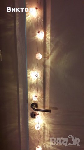 Светещ гирлянд/ лампички от 8 стъклени ЛЕД фигурални топки. в Лед  осветление в гр. Пловдив - ID23394869 — Bazar.bg