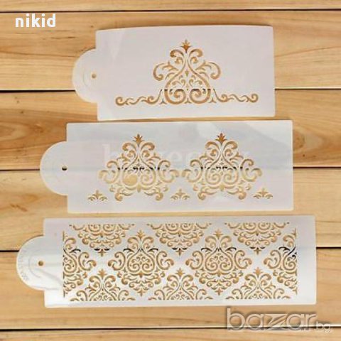 3 вида размери мотиви шаблони стенсили шаблон спрей торта украса кекс декорация стенсил, снимка 3 - Други - 16685053