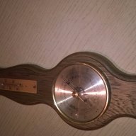 Ретро барометар-40х12см-дърво и месинг-внос швеицария, снимка 3 - Антикварни и старинни предмети - 13580540