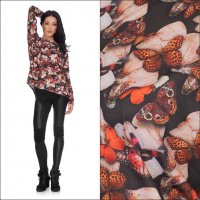 CKFS Блуза с апликации пеперуди, снимка 1 - Блузи с дълъг ръкав и пуловери - 23904277