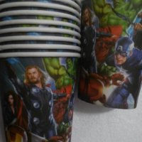 Avengers Отмъстителите герои Капитан Америка Хълк Айрън 8 бр картонени чаши парти рожден ден, снимка 1 - Чаши - 22017423