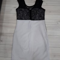 Къса бяла рокля без ръкави с черна дантела отгоре марка CC Fashion , снимка 2 - Рокли - 24539782