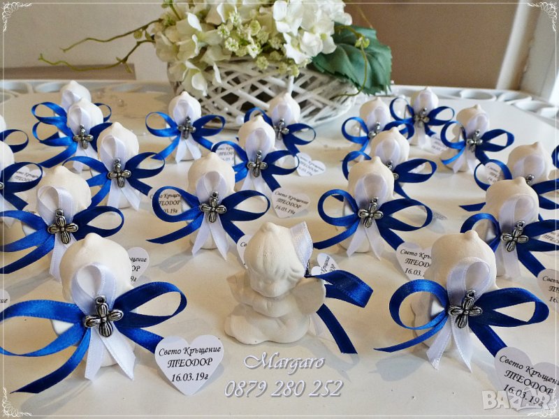 Ангелчета за кръщене - подаръчета за гости в кралско синьо, снимка 1