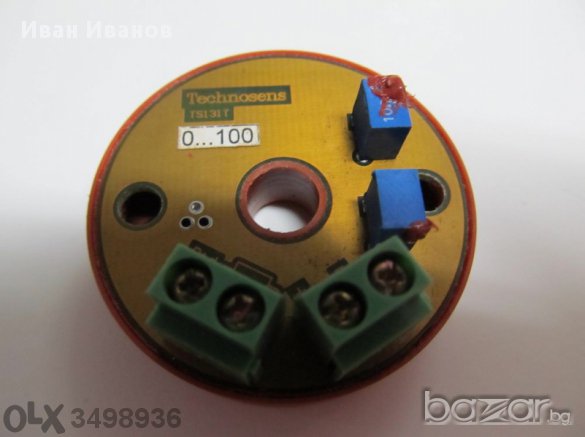 Български Трансмитер за температура 0 -100 градуса, 4 -20мА, Pt, 100, Платина, снимка 1