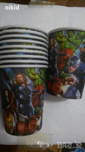 Avengers Отмъстителите герои Капитан Америка Хълк Айрън 8 бр картонени чаши парти рожден ден, снимка 1