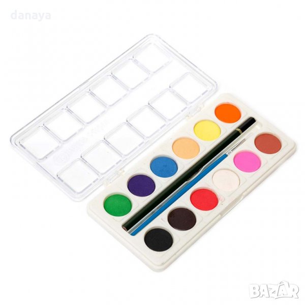 1057 Водни бои за рисуване с четка и молив 12 цвята, снимка 1