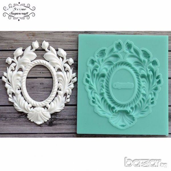 Овал рамка с пъпки роза силиконов молд декорация украса фондан торта, снимка 1