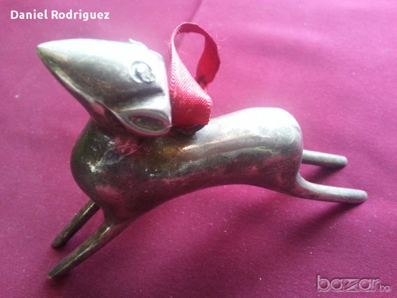 Стара Посребрена Пластика ,Статуетка Кученце, снимка 1